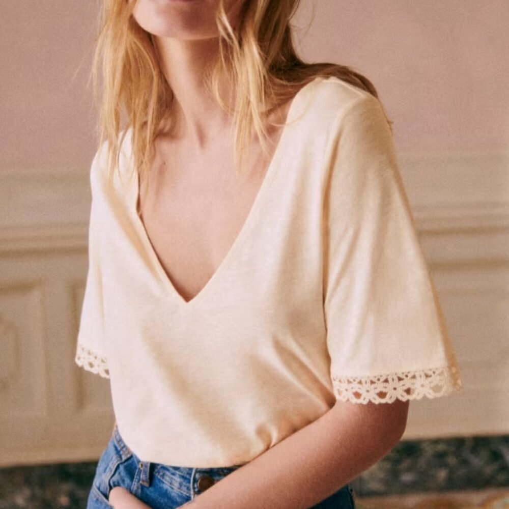 NWT Sezane Lorna / 100% organic cotton / cream / small